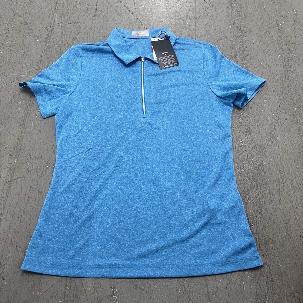 Callaway Womens Opti-Dri Coral Blue 1/4 Zip Golf Short Sleeveβ Polo Shirt XS